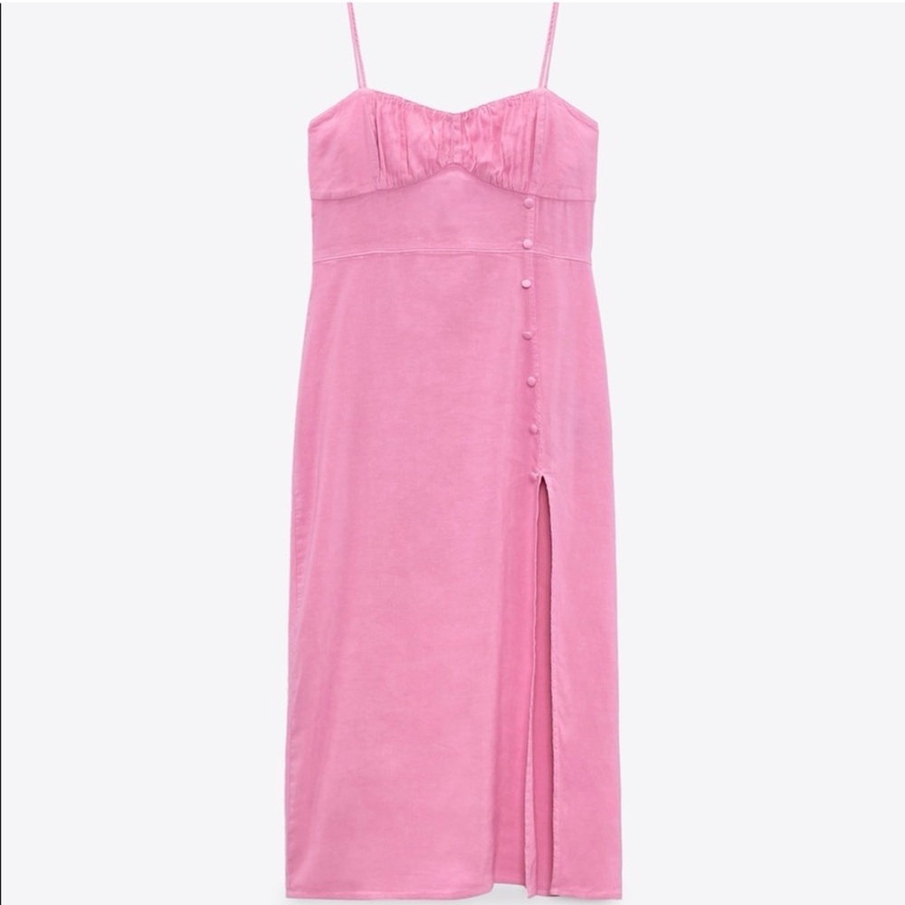Zara pink linen midi dress - Picture 4 of 6